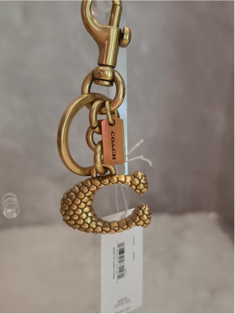 NWT Coach Year Of the Snake Scale C Bag Charm Keychain Brass Gold